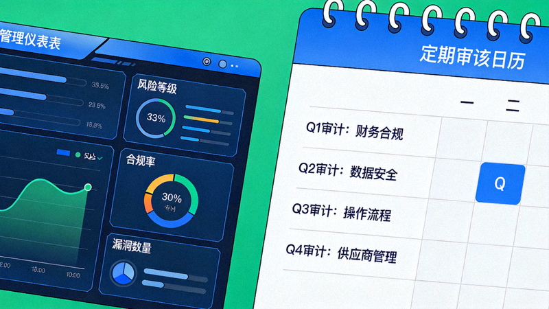 持续合规与风险管理配图 - 风险管理仪表盘与定期审计日历