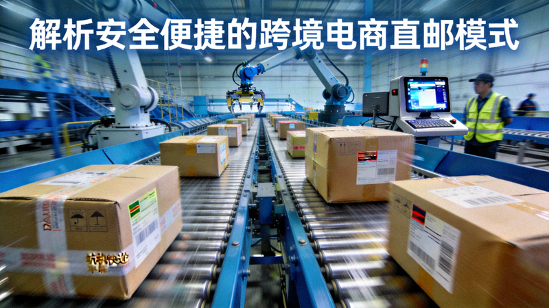 解析安全便捷的跨境电商直邮模式资讯配图 - 国际快递包裹在机场分拣中心的传送带上快速运输