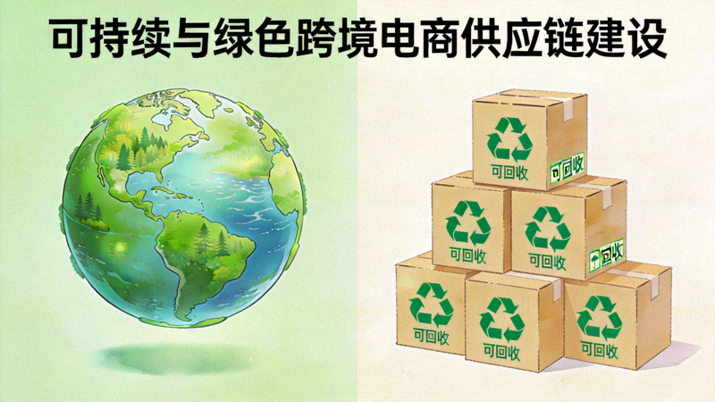 可持续与绿色跨境电商供应链建设策略文章配图 - 绿色地球与可回收包装的物流箱