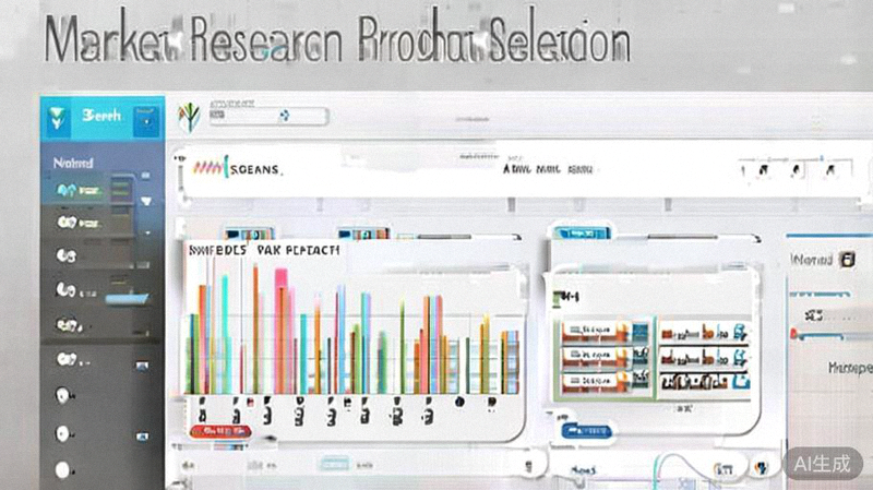 市场研究与选品工具界面截图 - 展示关键词搜索量、竞争程度和趋势图表