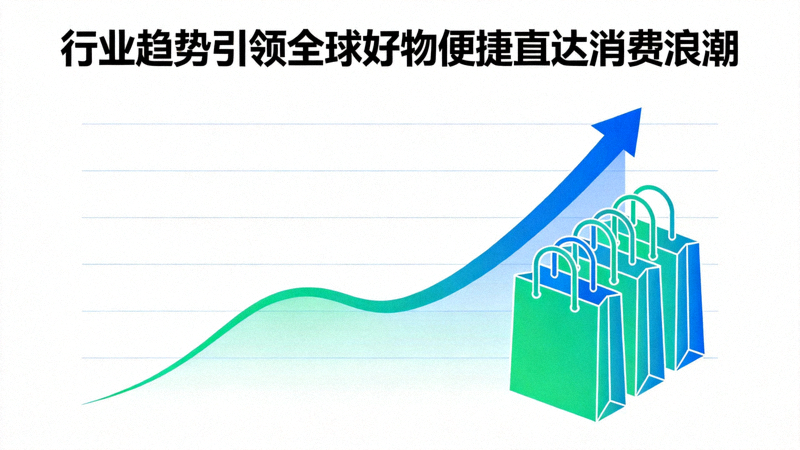 行业趋势引领全球好物便捷直达消费浪潮资讯配图 - 上升的曲线图与购物袋图标结合
