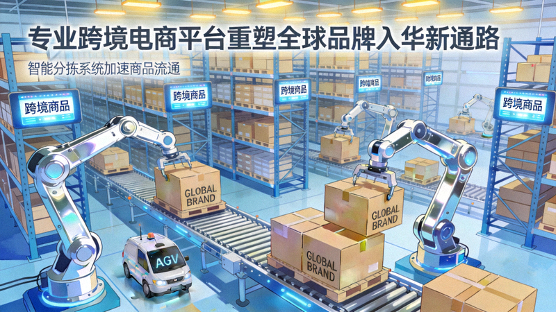 专业跨境电商平台重塑全球品牌入华新通路资讯配图 - 现代仓库内机器人分拣货物