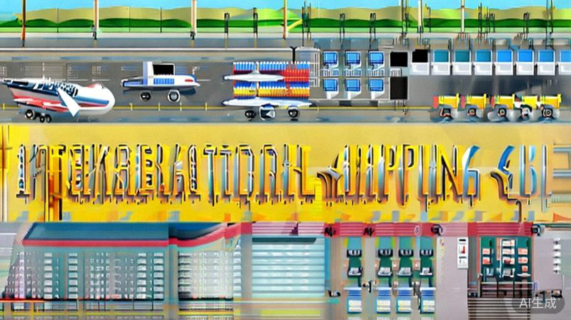 国际快递与邮政小包运输流程示意图 - 飞机、卡车与包裹分拣中心