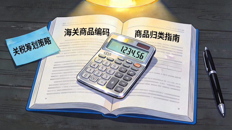 关税筹划与商品归类优化策略配图 - 海关商品编码书与计算器