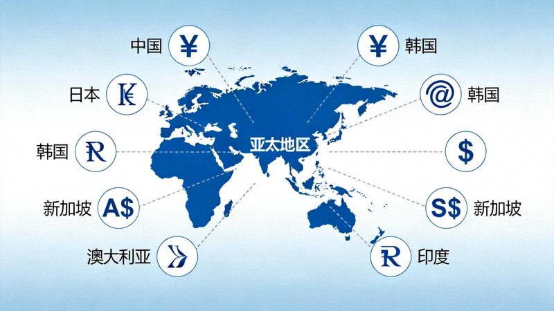 亚太地区税务概览文章配图 - 亚太地图与主要国家货币符号环绕